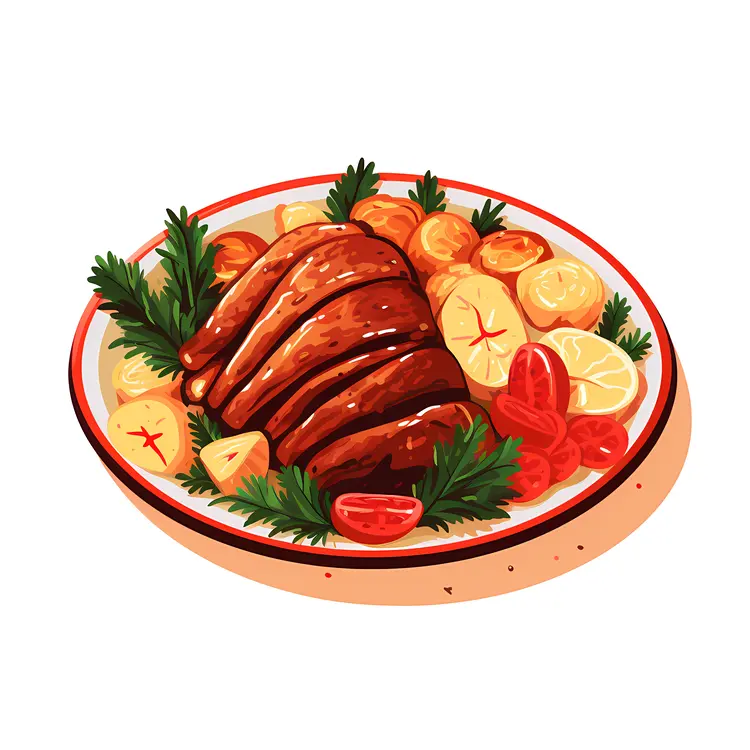 Delicious Roast Meat with Vegetables