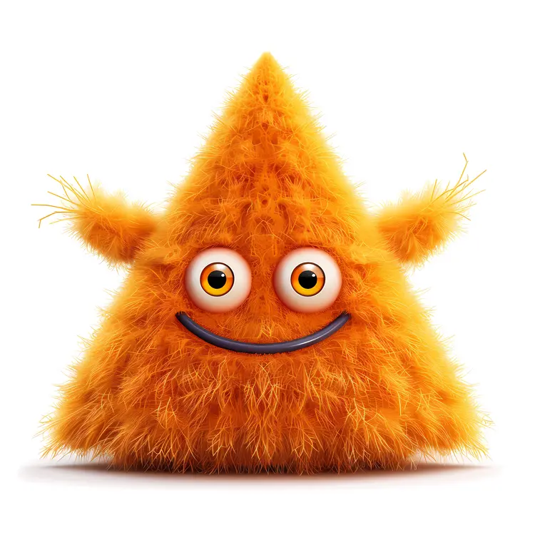 Cute Smiling Orange Furry Triangle