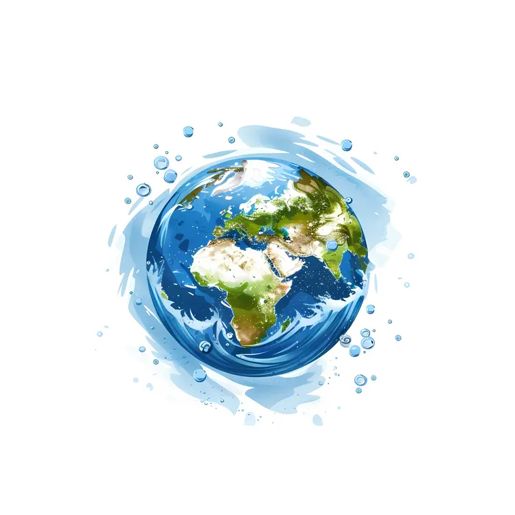 Earth with Water Splash Illustration