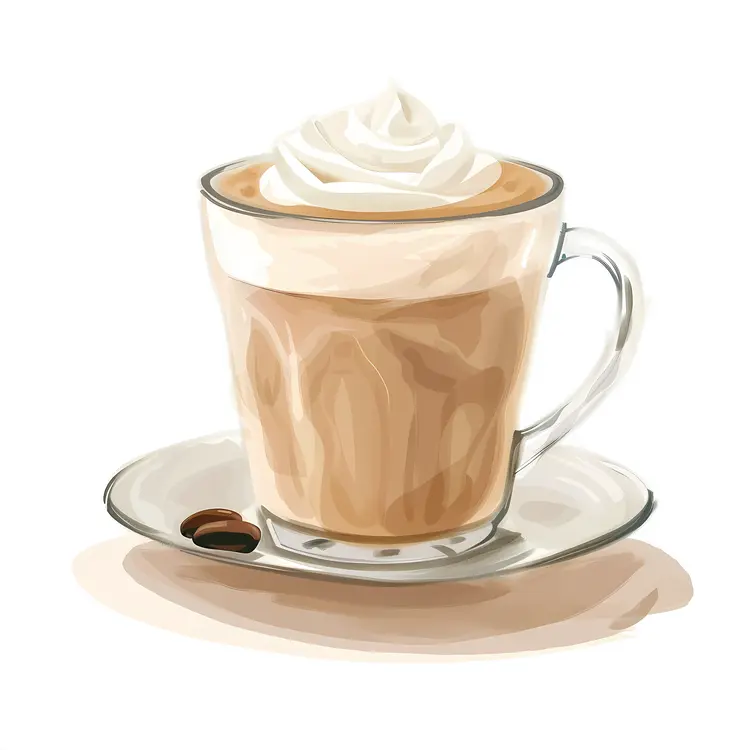 Latte with Whipped Cream in a Glass