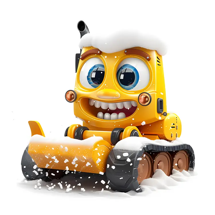 Yellow Snowplow with Big Smile
