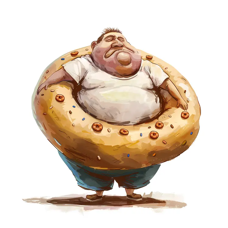 Cartoon Man with Donut