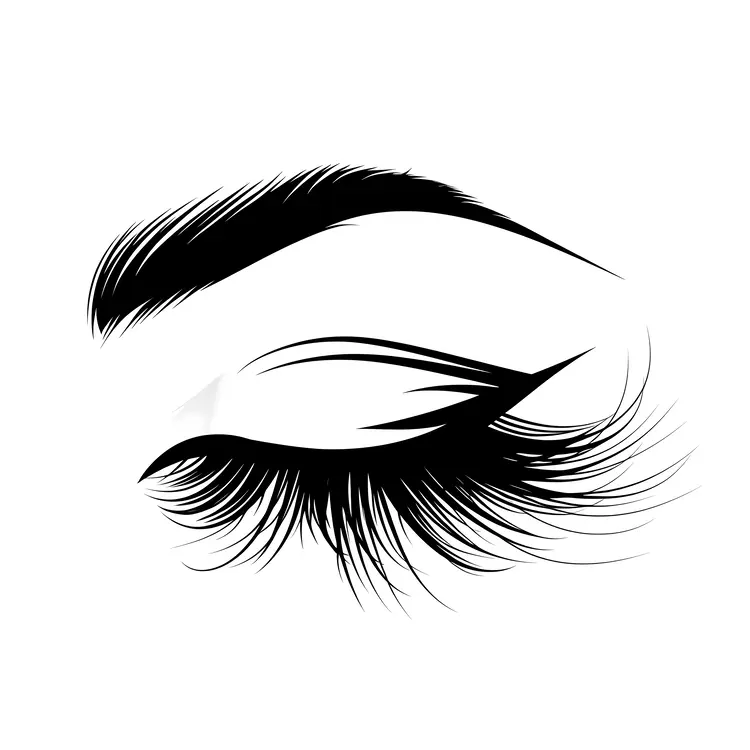 Closed Eye Illustration with Long Eyelashes
