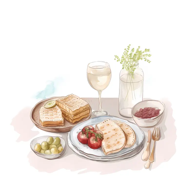 Wine and Snacks on a Table