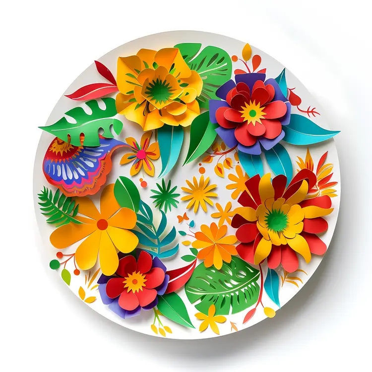 Colorful Paper Flowers in Artistic Arrangement