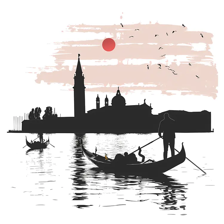 Venetian Gondolas at Sunset