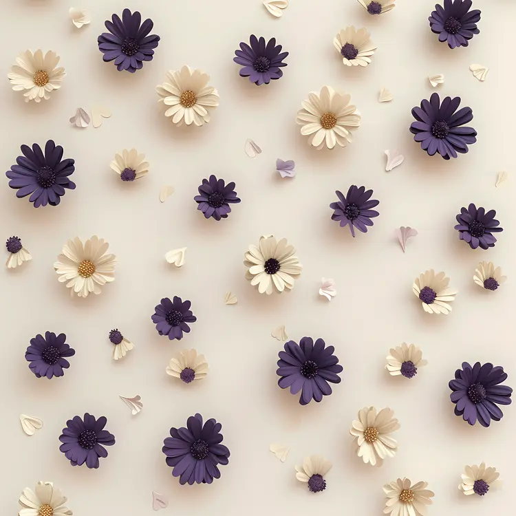 Purple and White Flowers on Light Background