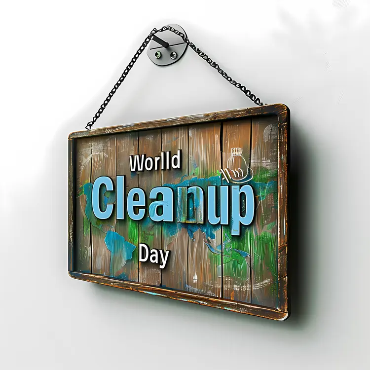 World Cleanup Day Hanging Sign