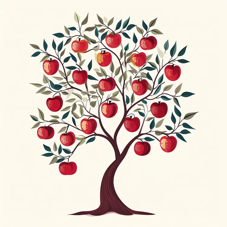 Apple Tree with Red Apples