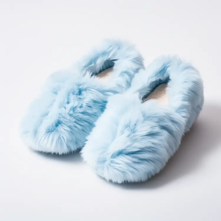 Fuzzy Blue Slippers for Cozy Home Comfort