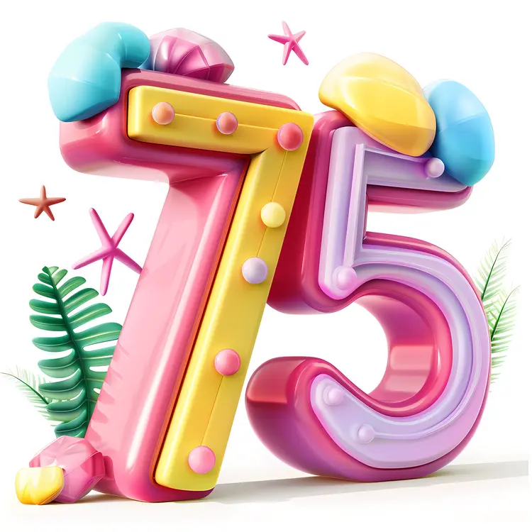 Decorative 3D Number 75