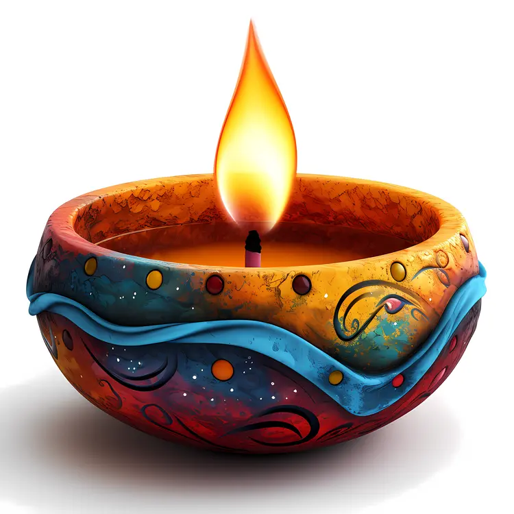Colorful Decorative Candle with Flame