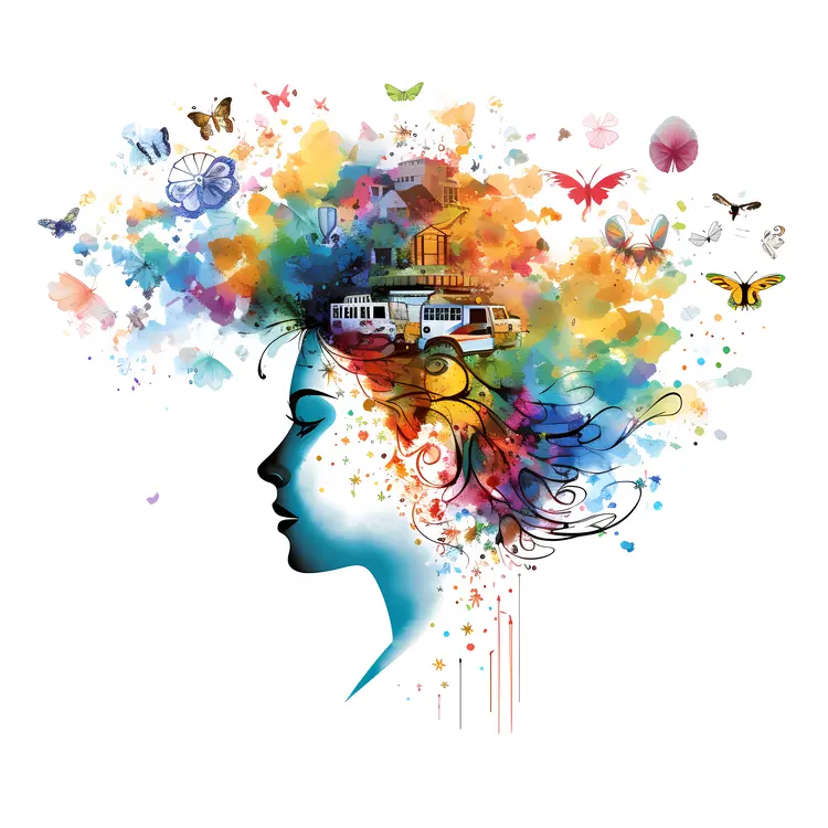 Artistic Silhouette with Colorful Elements