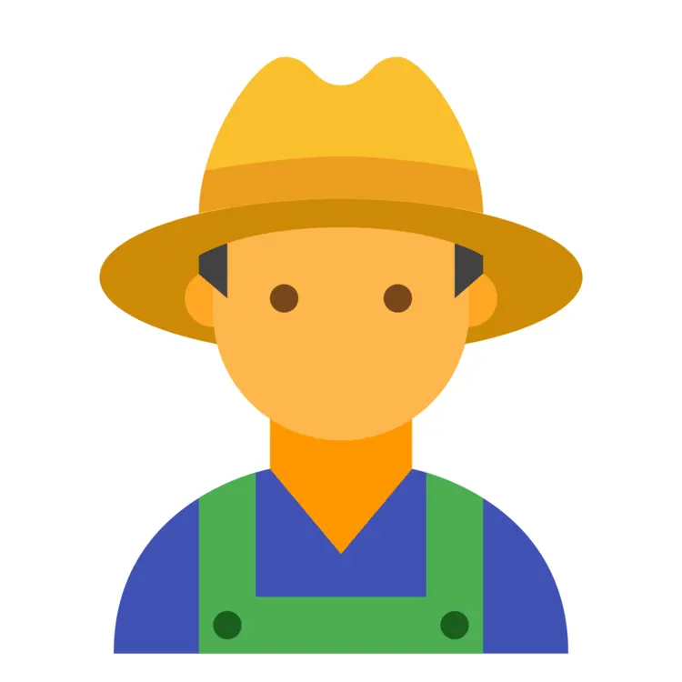 Farmer in Hat and Overalls