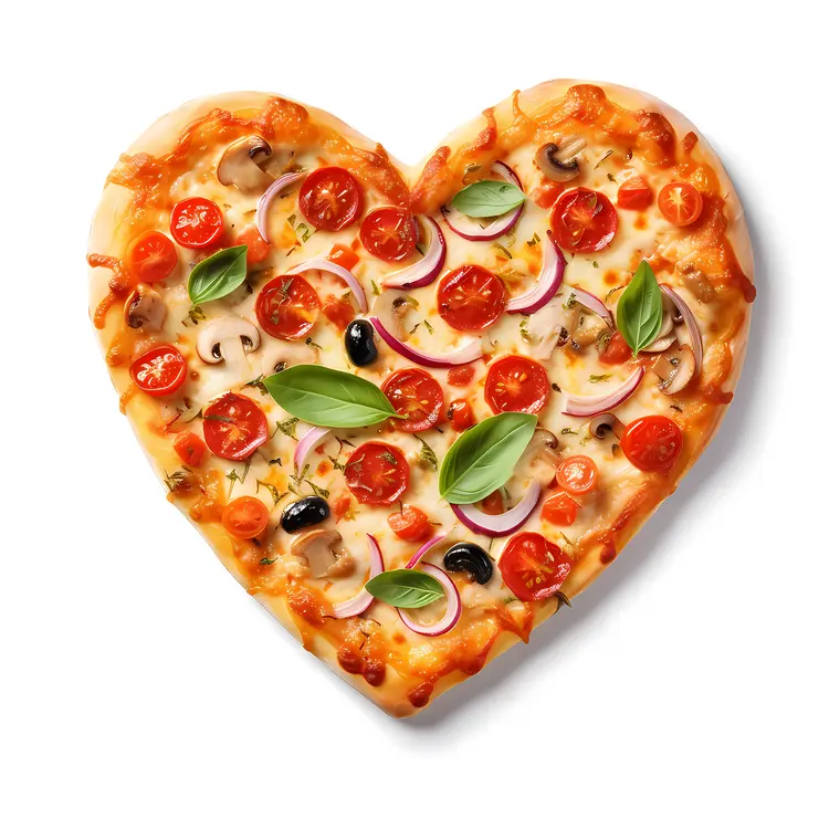 Heart-shaped Pizza with Fresh Vegetables