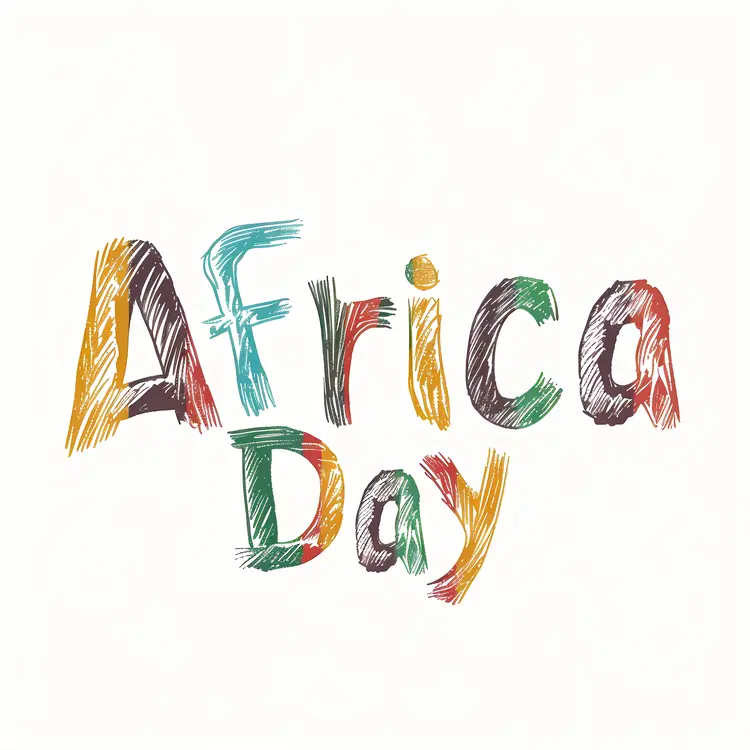 Colorful Africa Day Text with Scribbles