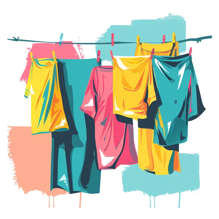 Colorful Clothes Drying on Line