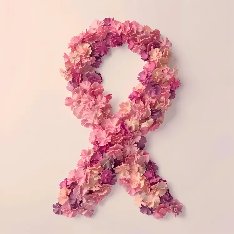 Pink Ribbon Made of Flowers
