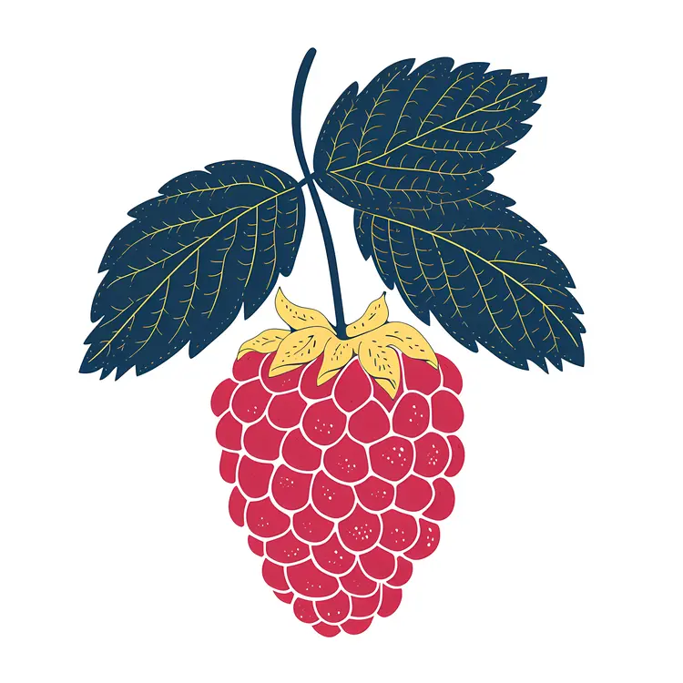 Stylized Red Raspberry Illustration