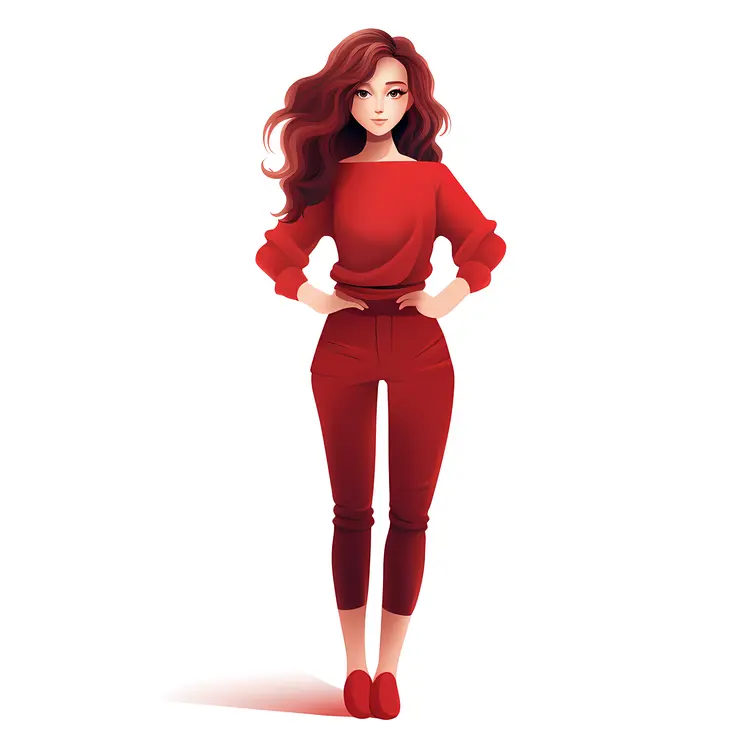 Chic Woman in Red Outfit