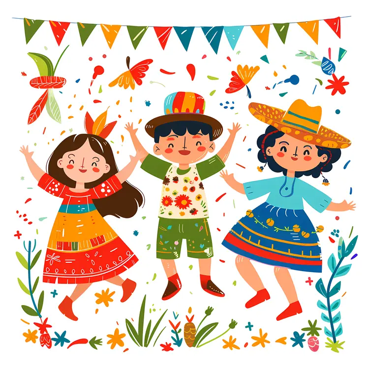Children in Traditional Festive Clothing