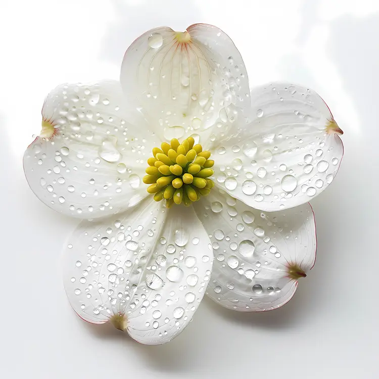 White Flower with Dew Drops