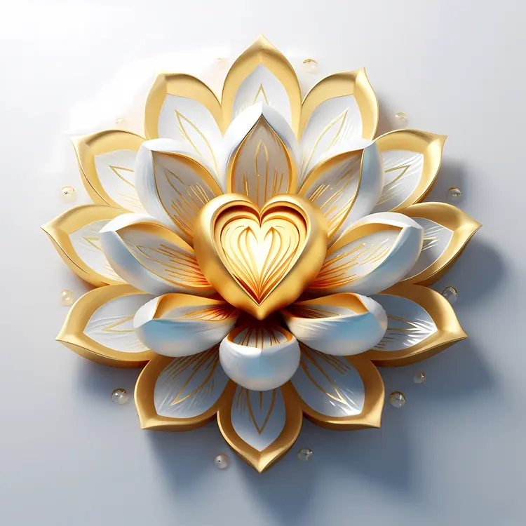 Golden Lotus Flower with Heart-shaped Petals