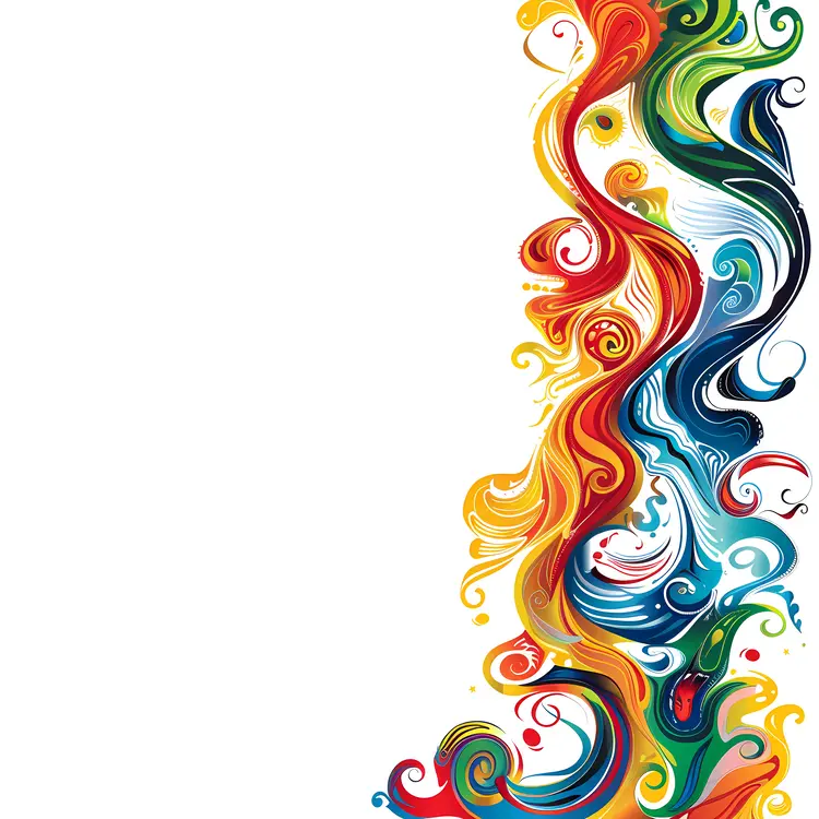 Colorful Swirls on White Background
