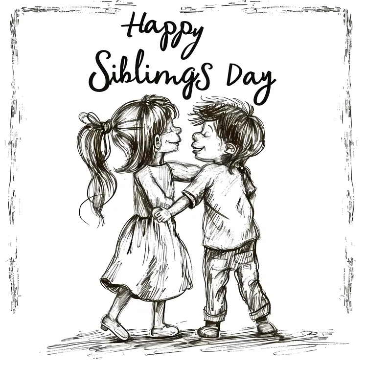 Happy Siblings Day Dancing Illustration