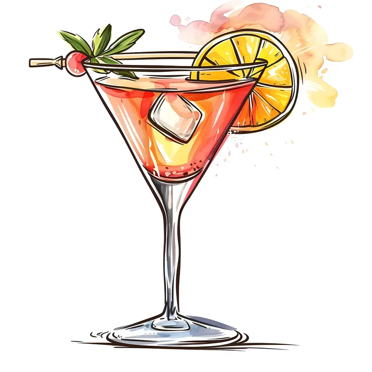 Orange Garnished Cocktail