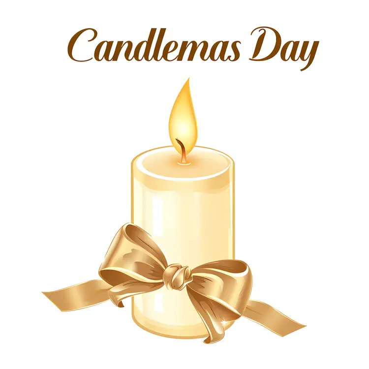 Candle with Gold Bow for Candlemas Day