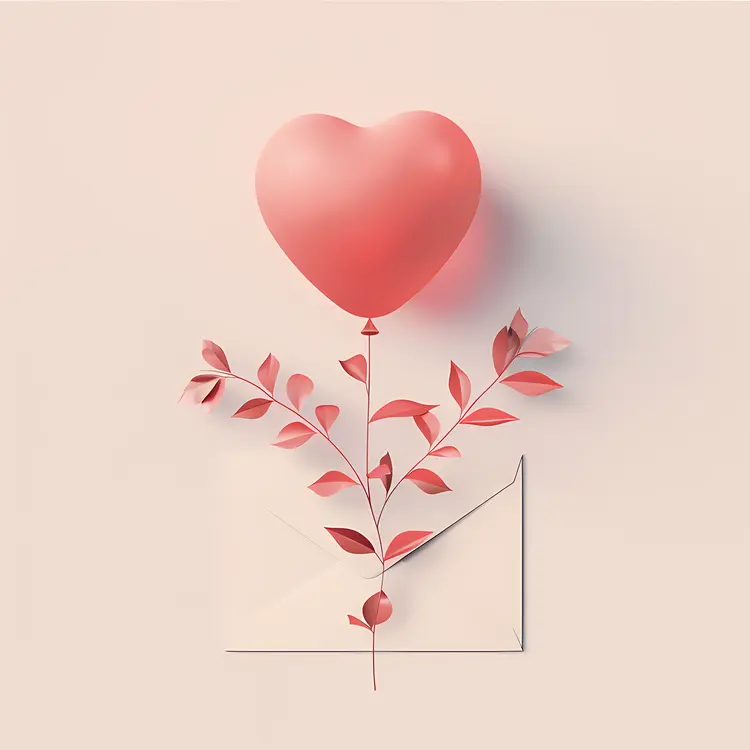 Heart Balloon and Envelope for Valentine's Day