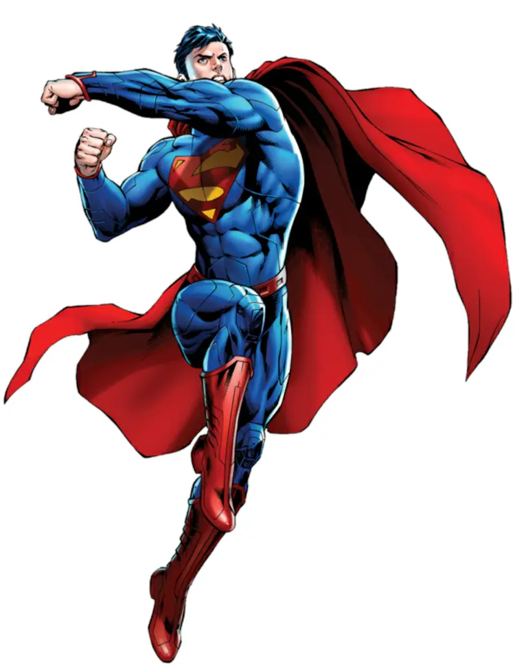 Superhero in Blue Suit with Red Cape
