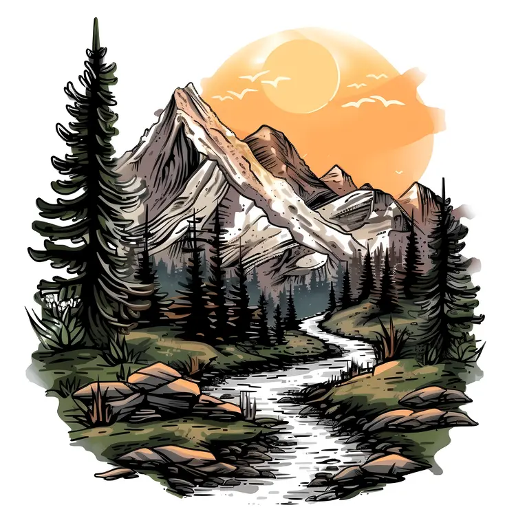 River Flowing Through Mountain Landscape