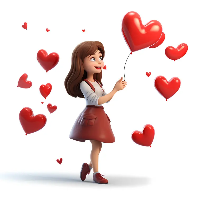 Person with Heart Balloons
