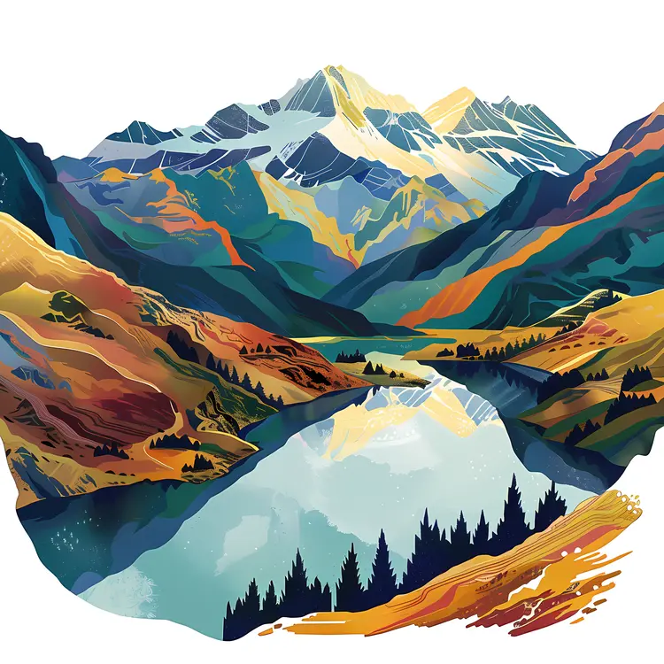 Colorful Mountain Lake Landscape