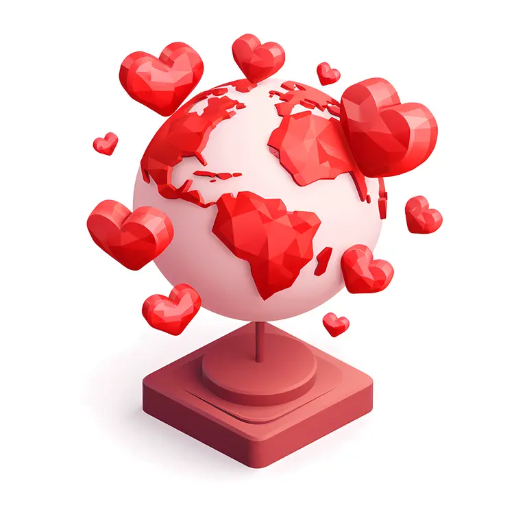 Heart Globe with Floating Hearts
