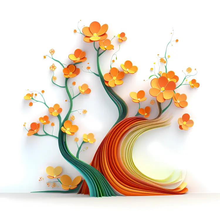 Orange Flowers Blooming on a Tree