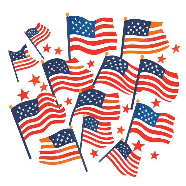 Multiple American Flags
