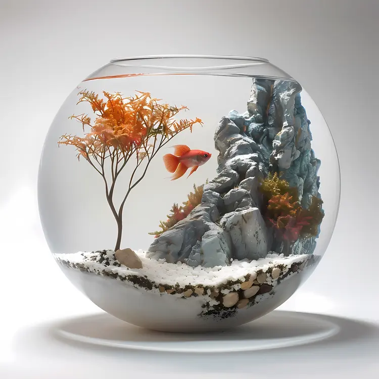 Goldfish in Decorative Bowl