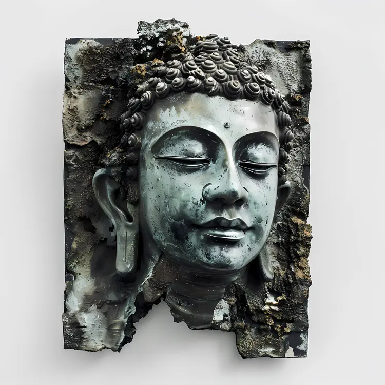 Weathered Buddha Face in Meditation