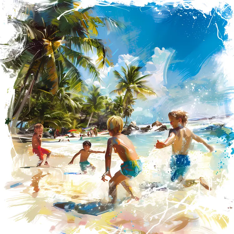 Kids Playing at the Beach