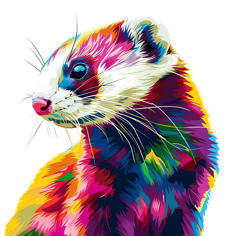 Colorful Ferret Illustration