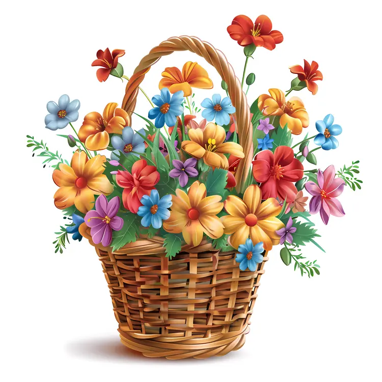 Colorful Flower Basket with Various Blooms