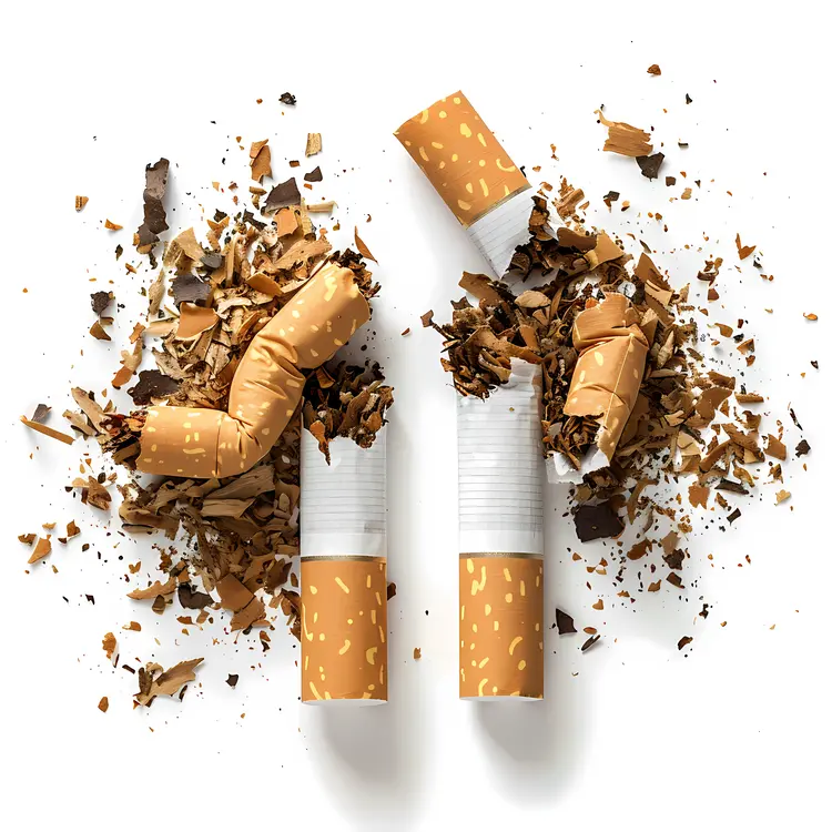 Broken Cigarettes with Tobacco Spread