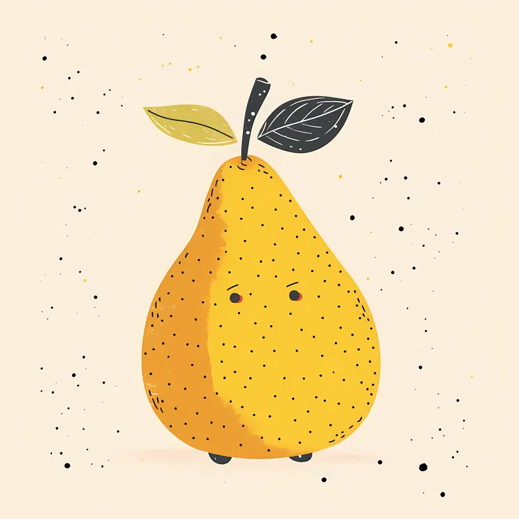 Cute Pear with Leaf