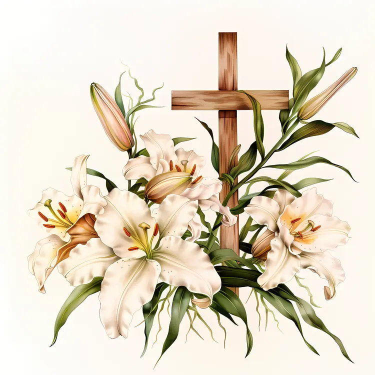 White Lilies and Cross for Easter