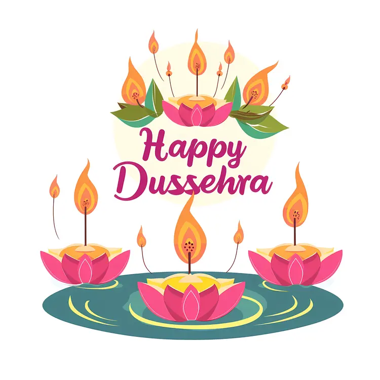 Happy Dussehra with Pink Lotus Diyas