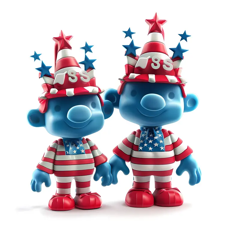 Patriotic Characters in Stars and Stripes
