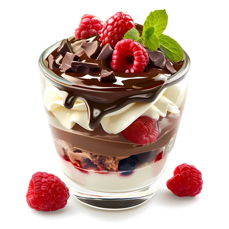 Delicious Chocolate Parfait with Raspberries
